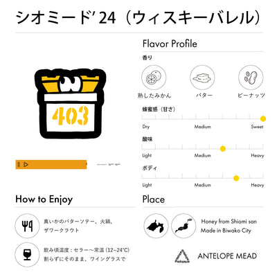 シオミード'24 / 浜松産蜂蜜を使用した国産ウィスキーバレルエイジミード