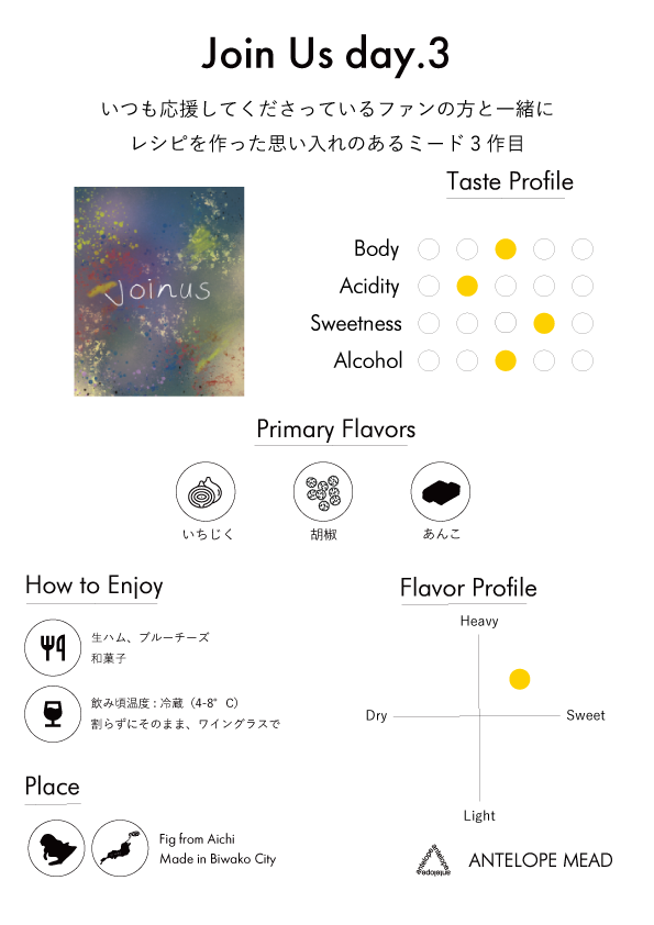 【NEW】Join Us day.3 | いちじくと胡椒のミード