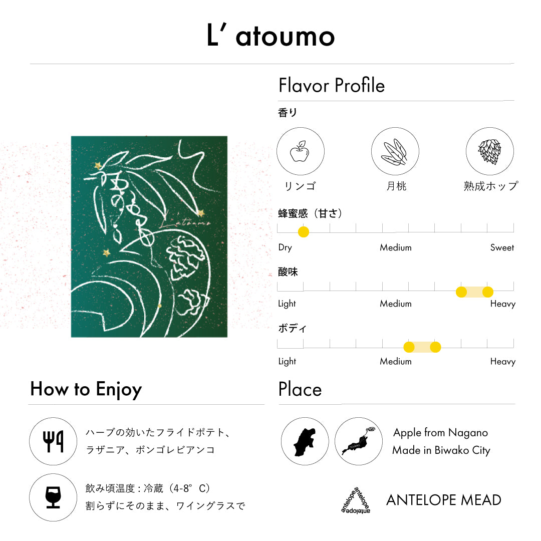 L'atoumo / 林檎とホップと月桃を使ったミード（750ml）