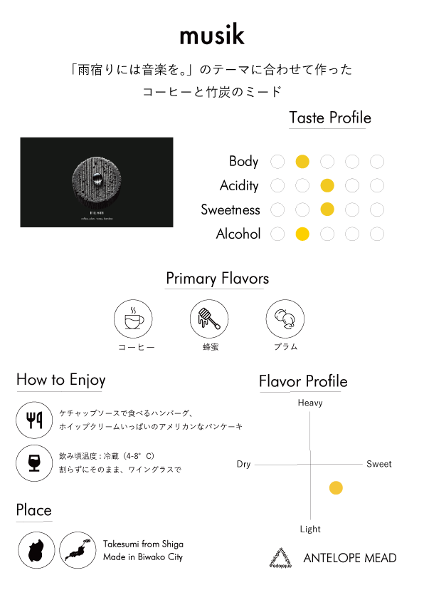 【NEW】musik | コーヒーとプラムと竹炭のミード